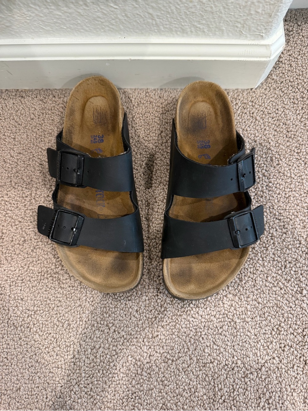 Black Double-Buckle Slide Sandals